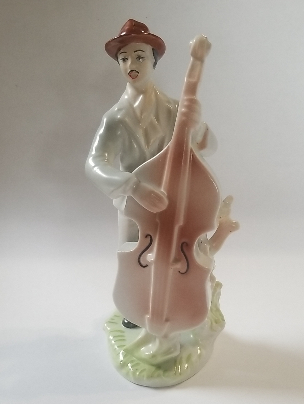 Vintage Porcelain Cello Playing Musician Figurine Romania